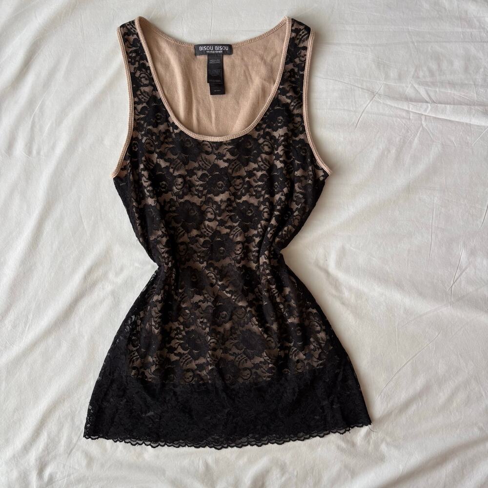 Y2K Black Lace Whimsygoth Tank Top - Size M